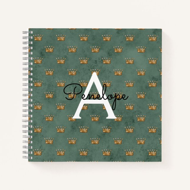 Gold Crowns and Monogram Recipe Notebook (Front)