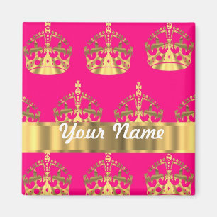 Gold crowns on hot pink magnet