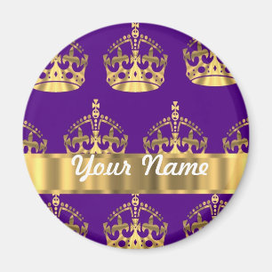 Gold crowns on purple magnet