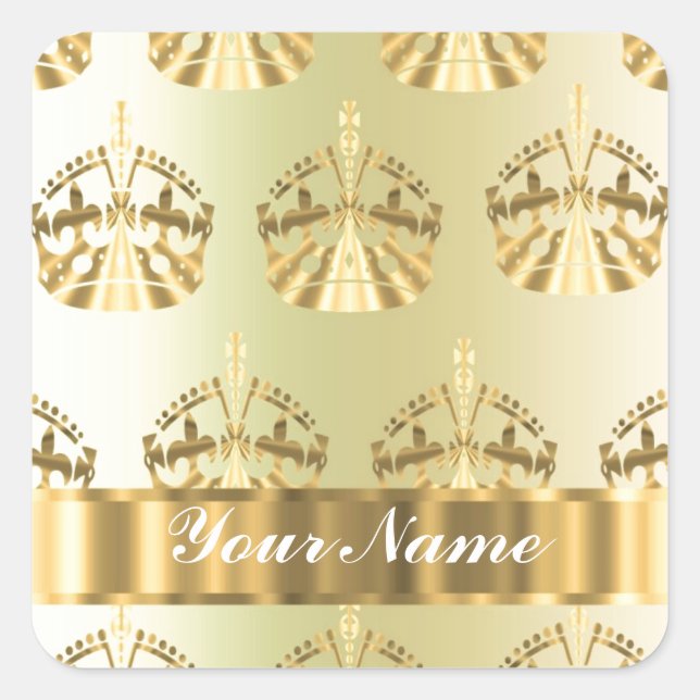 Gold crowns square sticker (Front)
