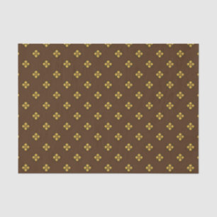 Gold Cruciferous Flowers on Brown Tissue Paper