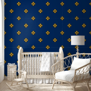 Gold Cruciferous Flowers on Deep Blue Wallpaper