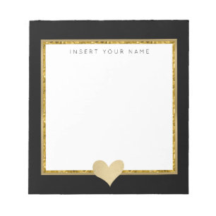 Gold Crystal and Foil Heart Notepad 5.5" x 6"