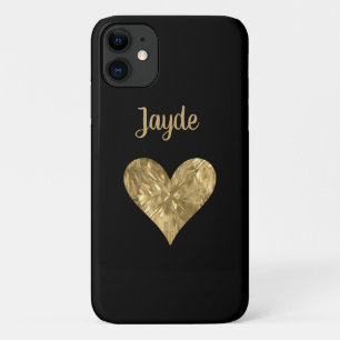 Gold Crystal Personalised Heart Mobile Phone Case
