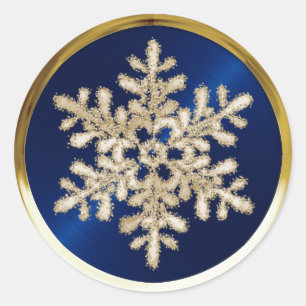 Gold Crystal Snowflake on Navy Blue Seal