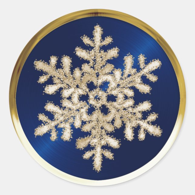 Gold Crystal Snowflake on Navy Blue Seal (Front)