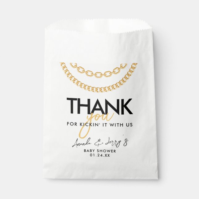 Gold Cuban Link Chain Hip Hop Baby Shower Favour Bag (Front)