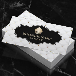 Gold Cupcake Bakery Luxury Quilted Business Card