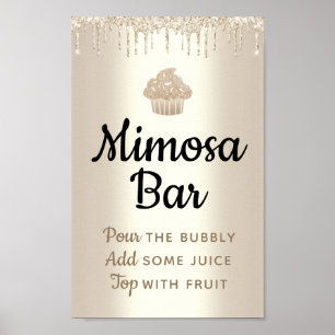 Gold Cupcake Glitter Drip Bakery Chef Custom Store Poster