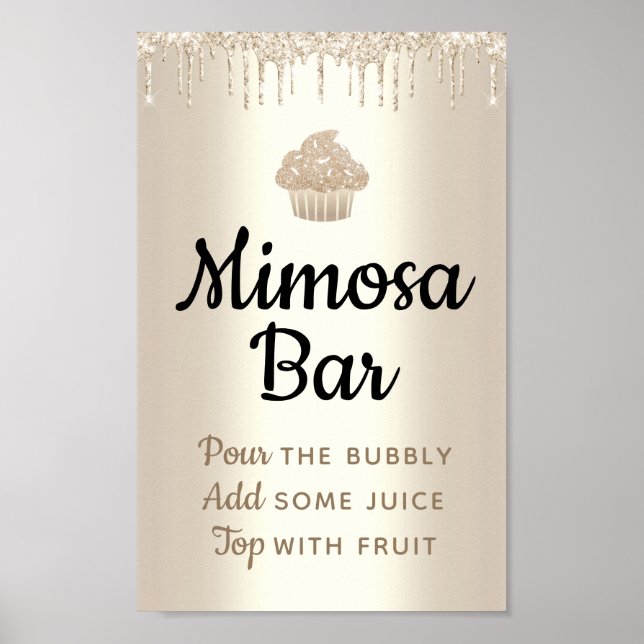 Gold Cupcake Glitter Drip Bakery Chef Custom Store Poster (Front)