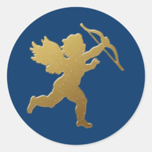 gold cupid classic round sticker