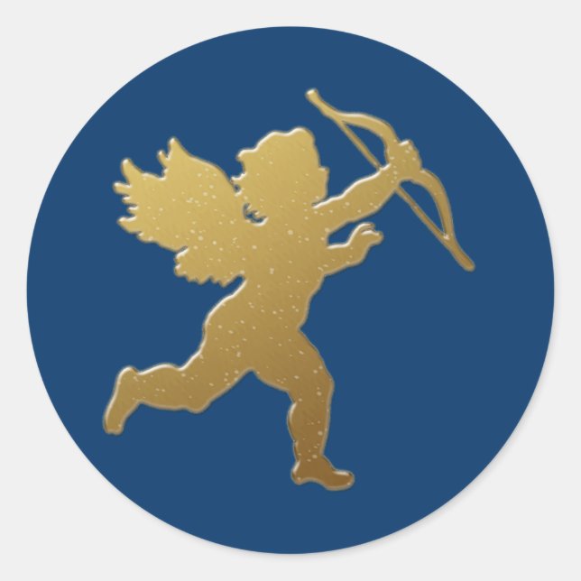gold cupid classic round sticker (Front)