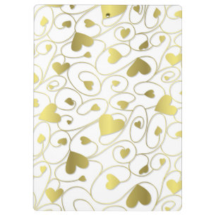 Gold curly hearts clipboard