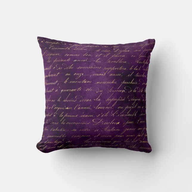 Gold Cursive on Deep Purple Cushion (Front)