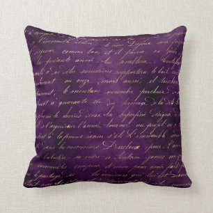 Gold Cursive on Deep Purple Cushion