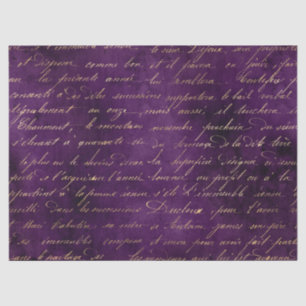 Gold Cursive on Deep Purple Decoupage Tissue Paper