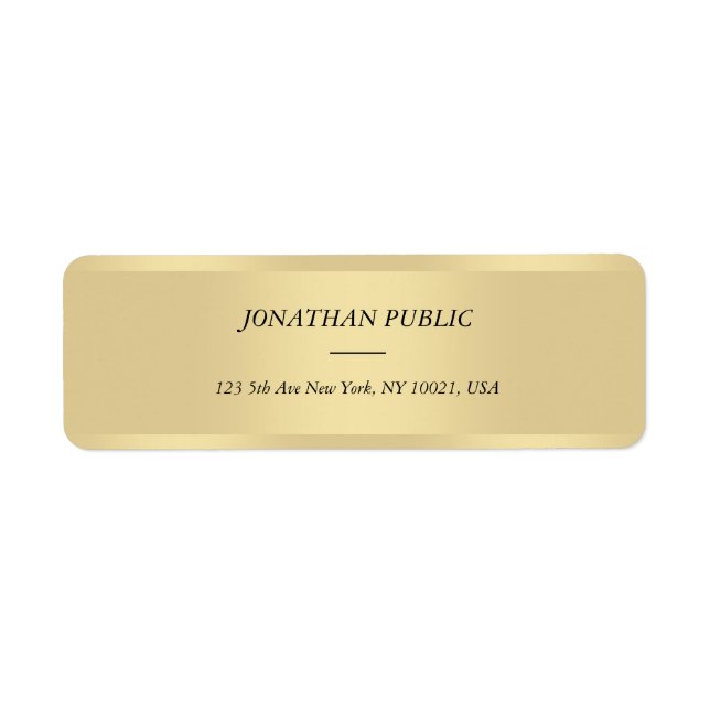 Gold Cursive Text Font Modern Return Address Label (Front)