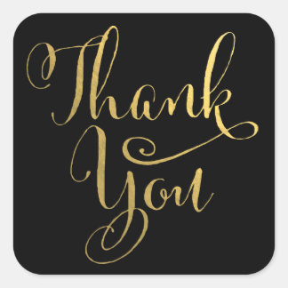 Gold Cursive Typography Thank You Stickers