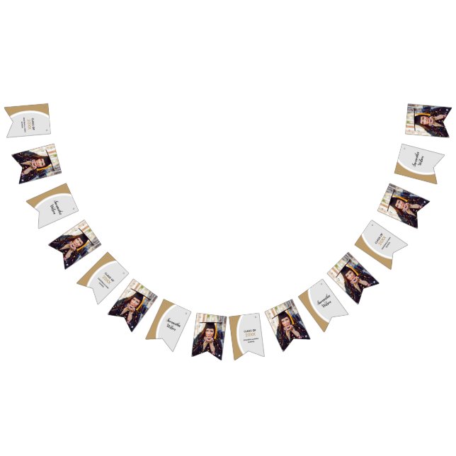 Gold Curved Frame Photo Graduation Bunting (All)