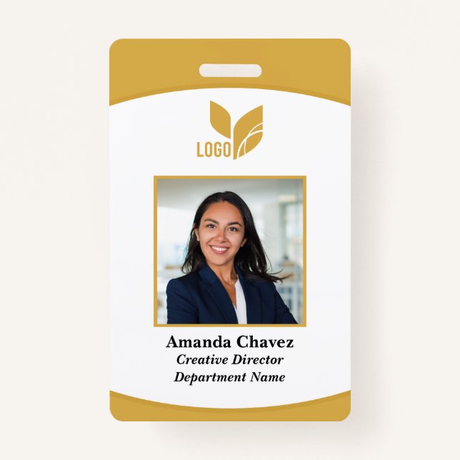 Gold Custom Business Employee Photo ID Badge (Front)