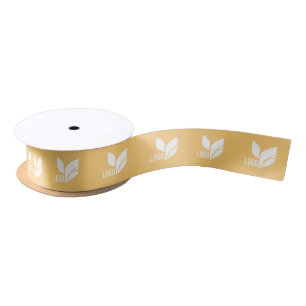Gold Custom Business Logo Satin Ribbon