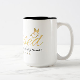 Gold Custom Calligraphy Name Thanksgiving Gift Two-Tone Coffee Mug