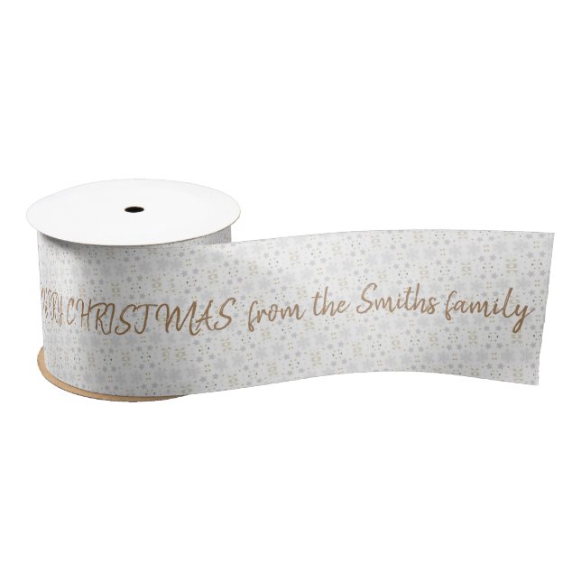 Gold Custom Editable Signature Merry Christmas Sa Satin Ribbon (Spool)
