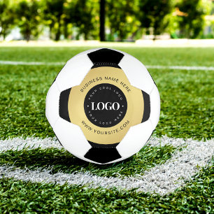 Gold Custom Logo & Text Company Business Branded   Soccer Ball