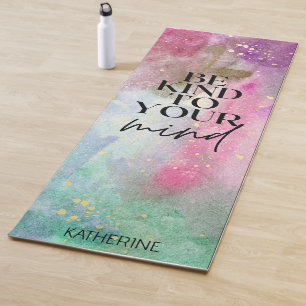 Gold Custom Name Workout motivational monogram  Yoga Mat