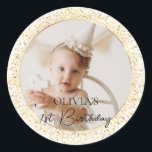 Gold Custom Photo Birthday Classic Round Sticker<br><div class="desc">Gold Custom Photo Birthday Classic Round Sticker</div>