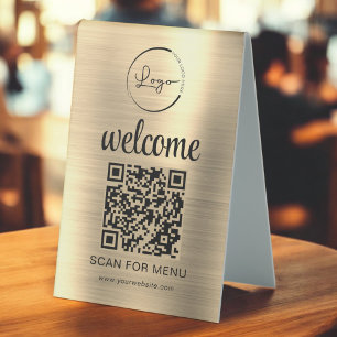 Gold Custom QR Code Menu Text Modern Business