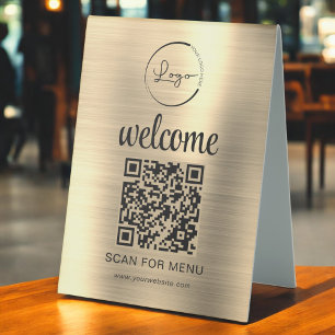 Gold Custom QR Code Menu Text Modern Business
