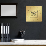 Gold Custom Square Logo Business Company Office Square Wall Clock<br><div class="desc">Upgrade your office with this gold gradient custom logo wall clock, perfect for corporate, professional, or marketing use. Add your square logo here to create a sleek, modern, and minimal design. Ideal for any business, this personalised wall clock with logo makes a standout piece for advertising or branding. Create your...</div>