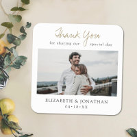 Gold Custom Wedding Coaster Favour with Photo