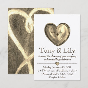 Gold Customizeable Heart Wedding Invitation RSVP
