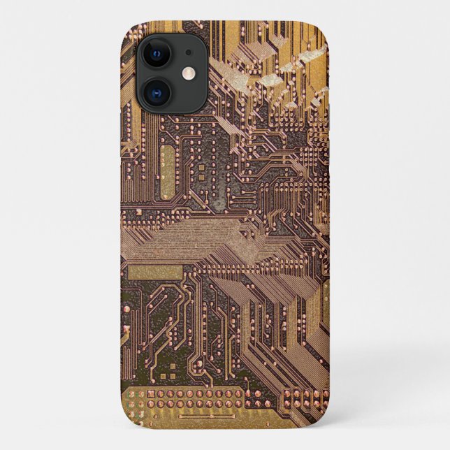 Gold Cyber Circuit Board Tech Art Electronics Case-Mate iPhone Case (Back)