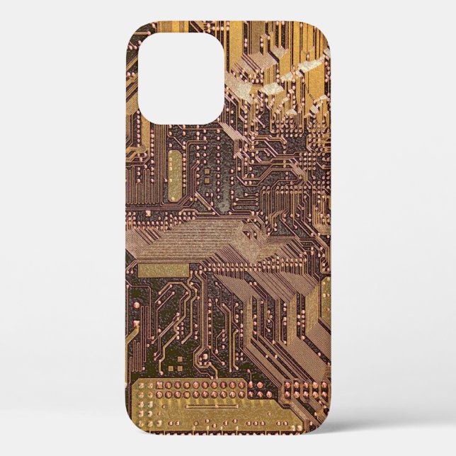 Gold Cyber Circuit Board Tech Art Electronics Case-Mate iPhone Case (Back)