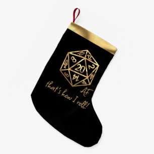Gold D20 Crit AF Tabletop Dice Thats How I Roll Small Christmas Stocking