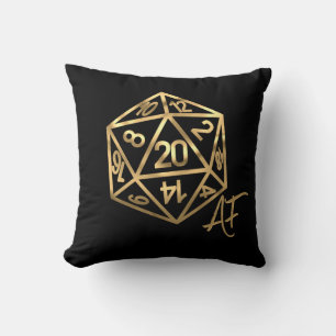 Gold D20 Crit AF Tabletop Role Player Dice Cushion