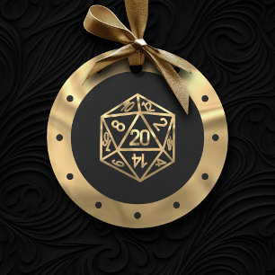 Gold D20 Crit RPG Fantasy Role Player Dice Ornament
