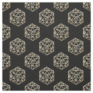 Gold D20 Pattern   Tabletop Role Player Dice Fabric
