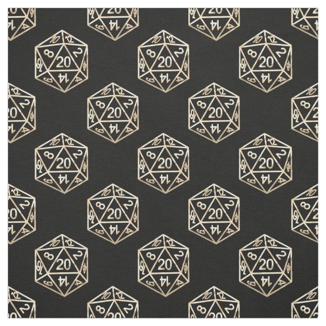 Gold D20 Pattern | Tabletop Role Player Dice Fabric (Swatch)
