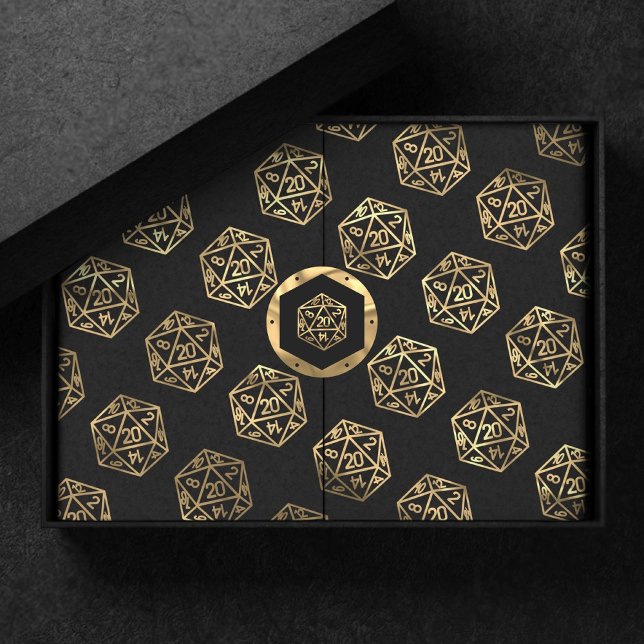 Gold D20 Pattern | Tabletop Role Player Dice Tissue Paper (Creator Uploaded)