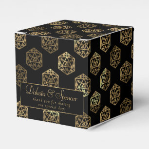 Gold D20 Pattern Tabletop Role Player Thank You Favour Box