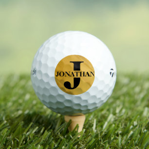 Gold Dad Initial Letter Name Typography Design Golf Balls