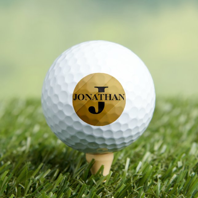 Gold Dad Initial Name Appreciation Design Golf Balls (Insitu Tee)