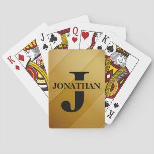 Gold Dad Initial Name Appreciation Design Playing Cards