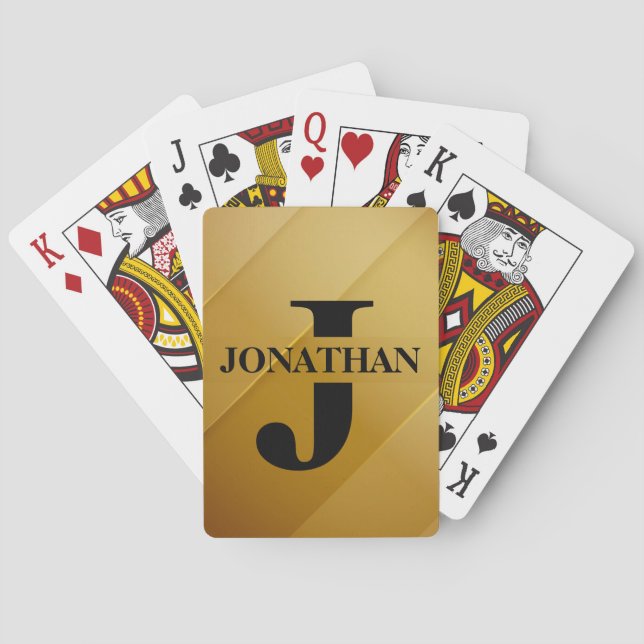 Gold Dad Initial Name Appreciation Design Playing Cards (Back)