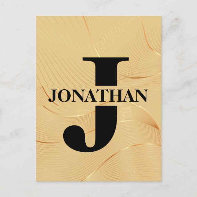 Gold Dad Initial Name Appreciation Design Postcard (Front)