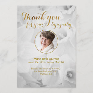 Gold Daffodils Sympathy Thank You Card with Photo